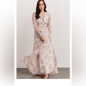 Pink floral maxi dress